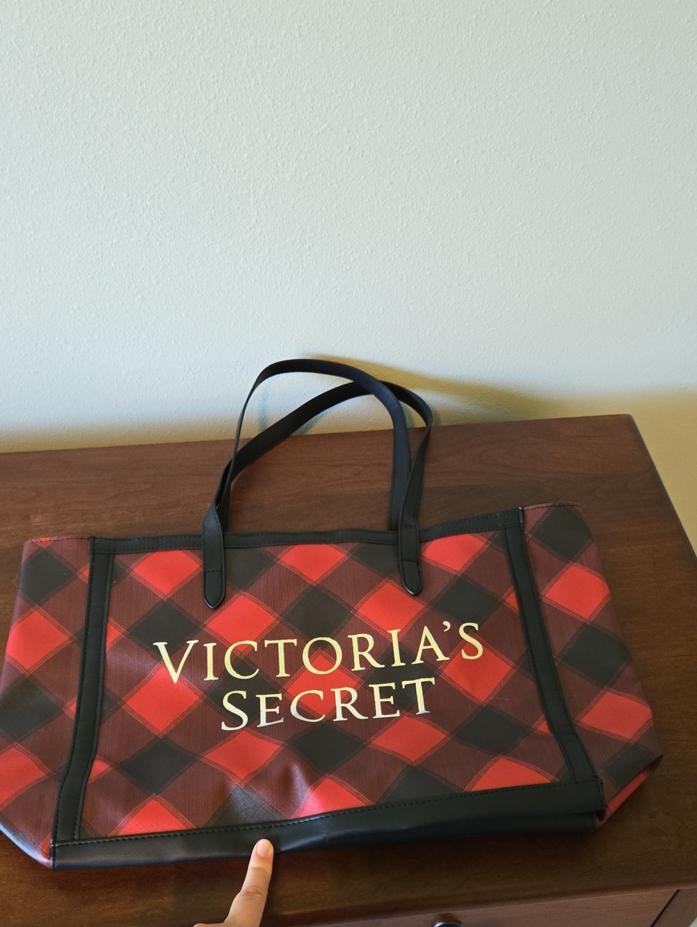 Victoria's Secret Red and Black Plaid Tote